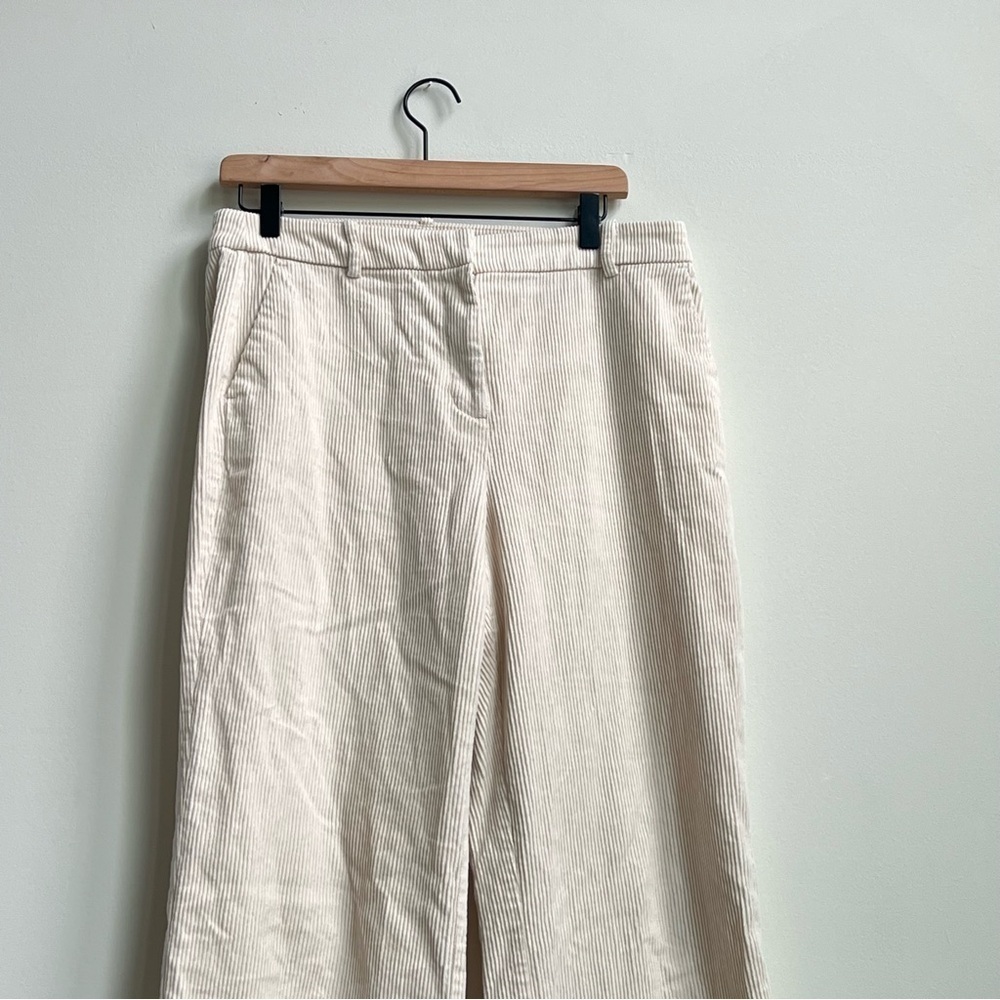 J Crew Factory Wide-leg corduroy trouser Women's Size 10 Tall Ecru Cream Preppy - Picture 6 of 14